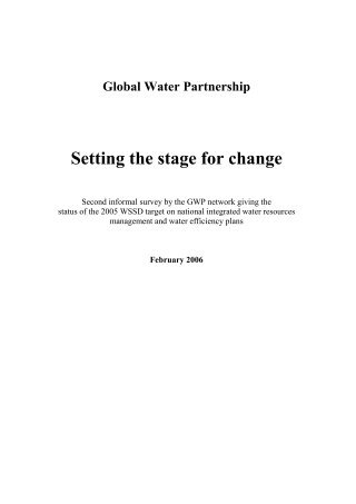 Global Water Partnership Setting the stage for change - WaterWiki.net