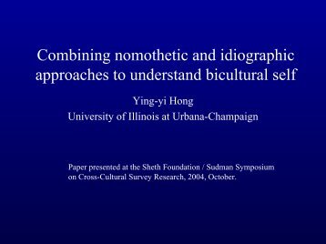 Combining Nomothetic & Idiographic Approaches to Understand the ...