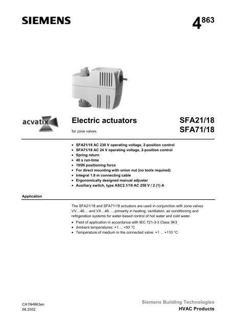 4863 Electric actuators SFA21/18 SFA71/18