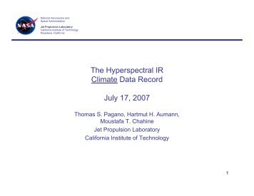 + AIRS Hyperspectral IR Data Record/Tom Pagano, JPL - Modeling ...