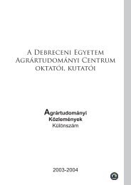 A Debreceni Egyetem AgrÃ¡rtudomÃ¡nyi Centrum oktatÃ³i, kutatÃ³i