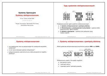 Systemy Operacyjne Systemy wieloprocesorowe Systemy ...