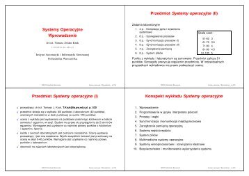 Systemy Operacyjne Wprowadzenie Przedmiot Systemy operacyjne ...
