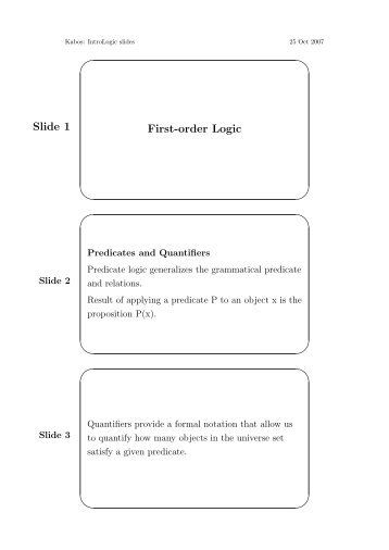 Slide 1 First-order Logic