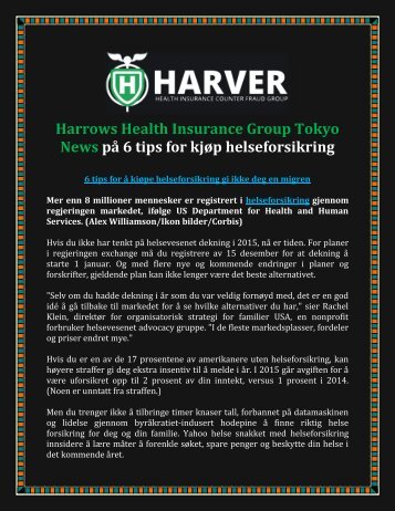 Harver Health Insurance Group Tokyo News på 6 tips for kjøp helseforsikring