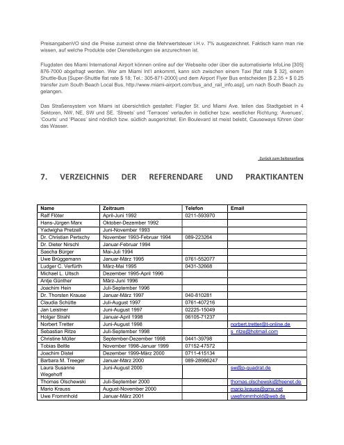 Informationen für Referendare und Praktikanten - Baur & Klein, P.A.