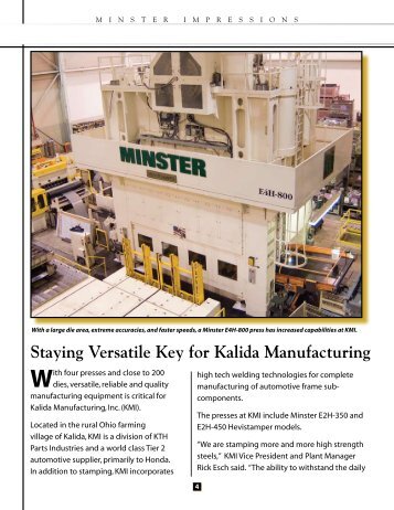 Kalida Manufacturing, Inc. - Minster Machine Company