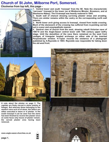 pictures of Milborne Port church - Anglo-Saxon churches