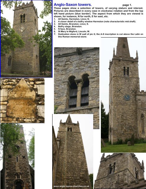 AngloSaxon towers. AngloSaxon churches