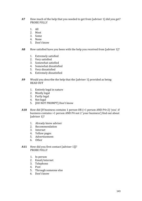 Small Business Framework - Research - The Legal Services Board