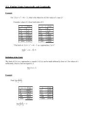 12.1 Finding Limits Numerically and Graphically