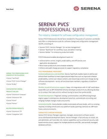 Serena PVCS Professional Suite Datasheet - Serena Software