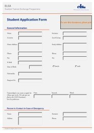 Student Application Form - ELSA Germany