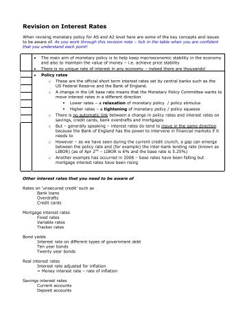 Revision on Interest Rates - Tutor2u