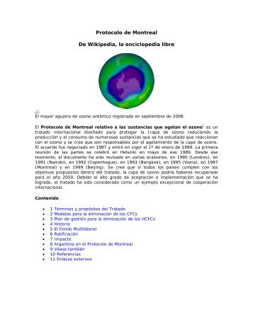 Protocolo de Montreal De Wikipedia, la enciclopedia libre