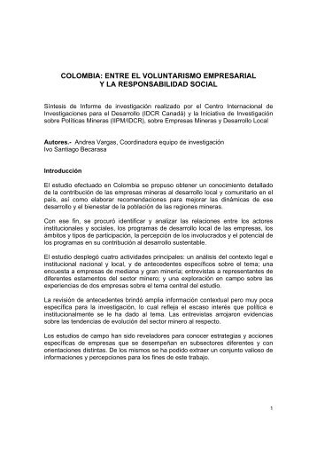 colombia: entre el voluntarismo empresarial y la responsabilidad ...