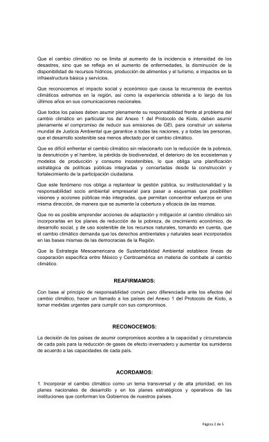 declaración de san pedro sula cumbre de cambio climático y medio ...