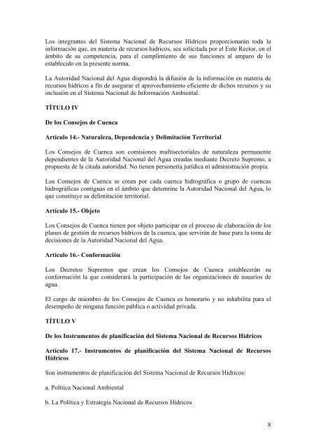 normas especiales para recursos hídricos - perú - Revista Virtual de ...