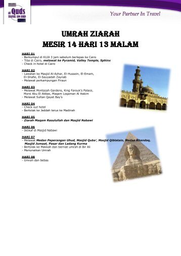 UMRAH ZIARAH MESIR 14 HARI 13 MALAM - al Quds Travel
