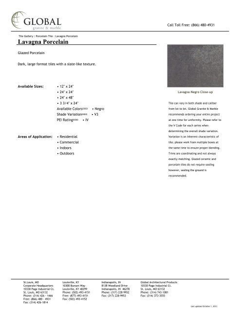 Lavagna Porcelain - Global Granite & Marble
