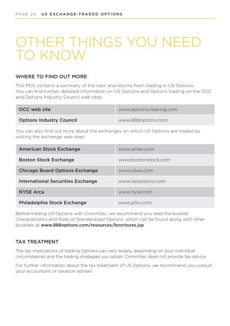 US ExchangE- TradEd OpTiOnS prOdUcT diSclOSUrE ... - CommSec