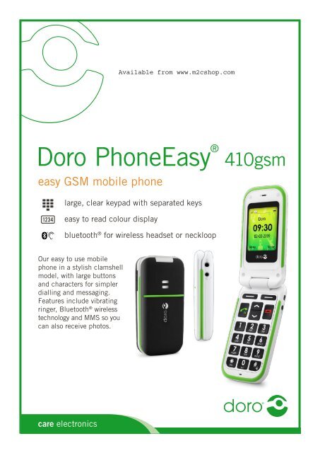 to view the Doro 410 gsm PDF data sheet - m2c Shop