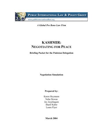 Pakistan Delegation Negotiation Briefing Packet - PILPG