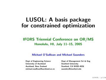 LUSOL: A basis package for constrained optimization - Convex ...