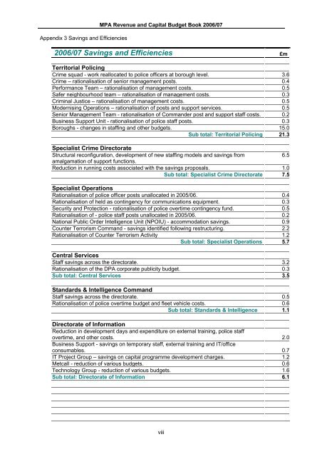 MPA & MPS Budget book 2006-07