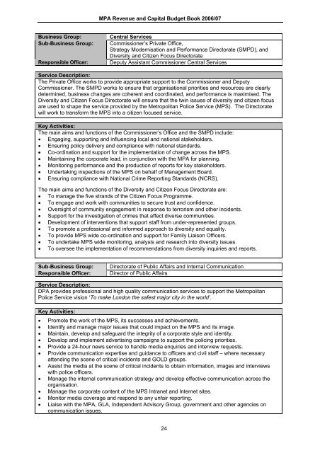 MPA & MPS Budget book 2006-07