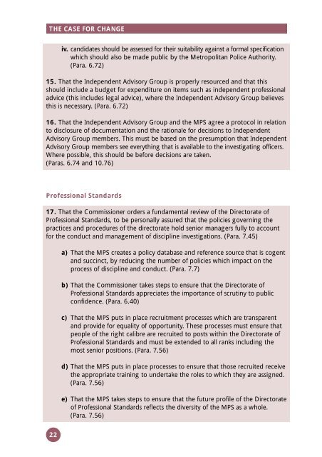 Final Report of the Morris Inquiry: The Case for Change