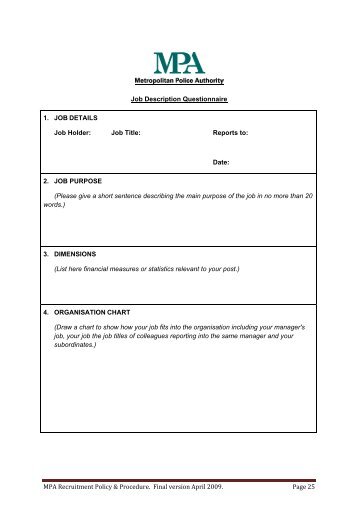 Job description questionnaire