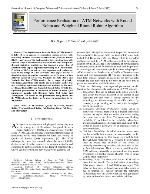 Performance Evaluation of ATM Networks with Round Robin and ...