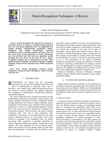 Pattern Recognition Journal Review | international journal of pattern recognition and Pattern Recognition Journal Review | international journal of pattern recognition and