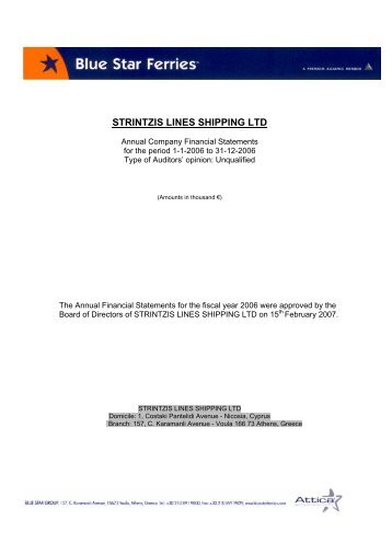 Strintzis Lines Shipping Ltd. Statements for the Period ... - Attica Group