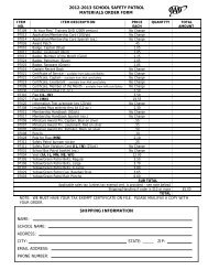 2012-2013 School Safety Patrol Materials Order Form - AAA