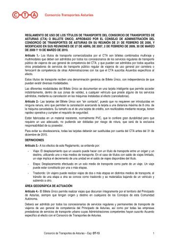 reglamento de uso de los títulos de transporte del consorcio de ...