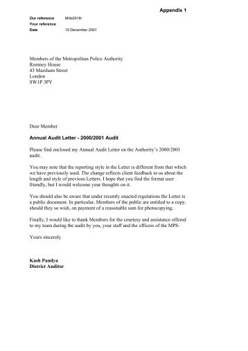 Appendix 1: Annual Audit Letter - 2000/2001 Audit