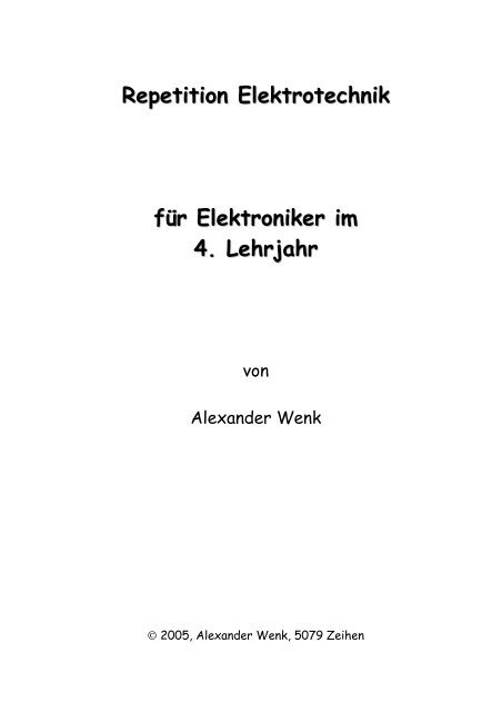 Repetition Elektrotechnik für Elektroniker im 4. Lehrjahr