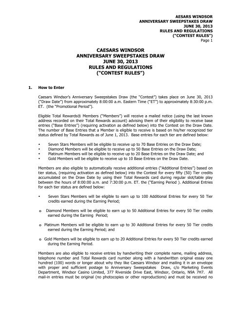 Caesars windsor total rewards promotions