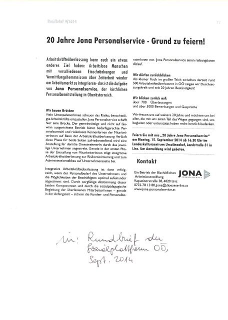 20 Jahre Jona im Rundbrief