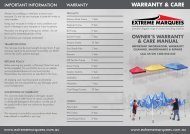 WARRANTY & CARE - Extreme Marquees