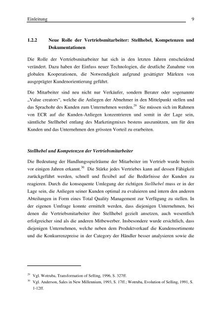 Erfolgreicher Einsatz von Vertriebsmitarbeitern bei der Vermarktung ...