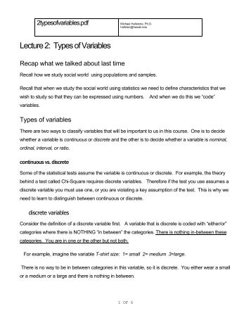 lecture 2 types of variables - Laulima