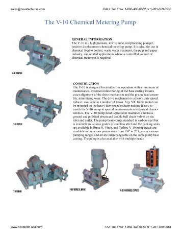 A&F Machine V-10 and V-5 Series Piston Metering Pump Datasheet