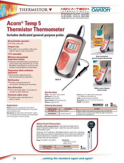 Acorn Temp 5 Thermistor Thermometer - Nova-Tech International, Inc