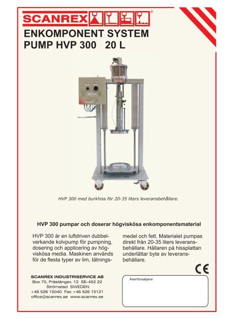 ENKOMPONENT SYSTEM PUMP HVP 300 20 L - Scanrex