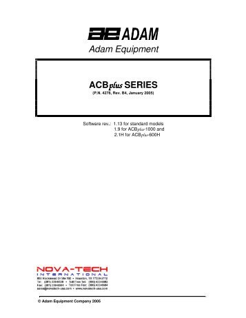 Adam Equipment ACBplus SERIES - Nova-Tech International, Inc