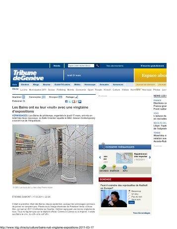 Tribune de Genève - 18 mars 2011 - Quartier des Bains