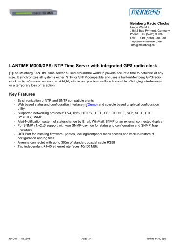 LANTIME M300/GPS: NTP Time Server with ... - inl system ab